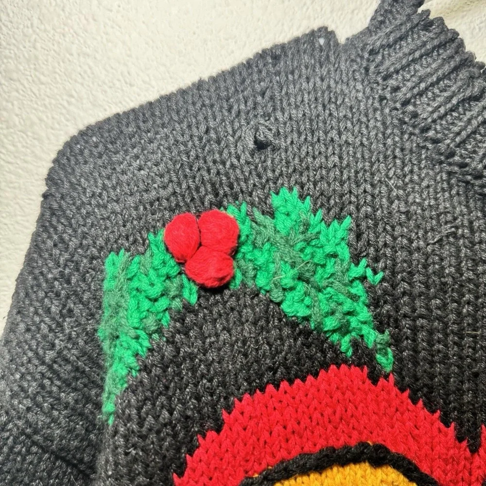 Hasting Smith Ugly Christmas Sweater Holiday Window House Medium‎ Black
